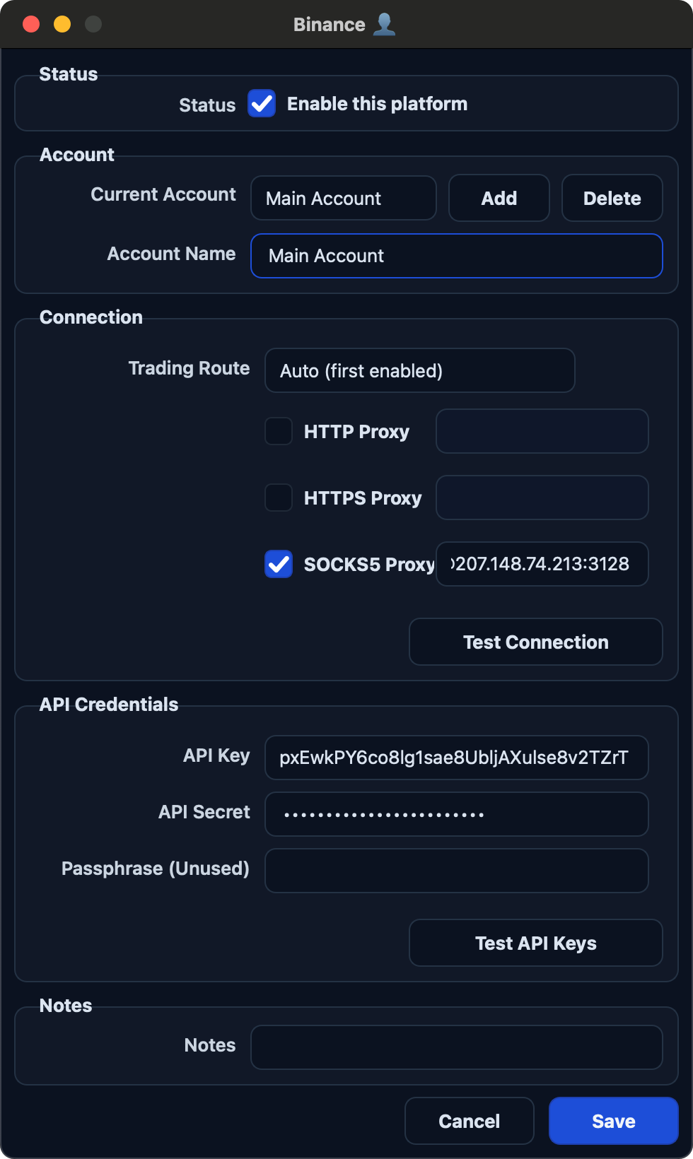 Venue account setup