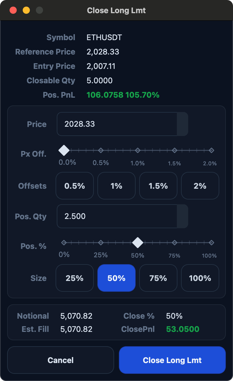Close long limit