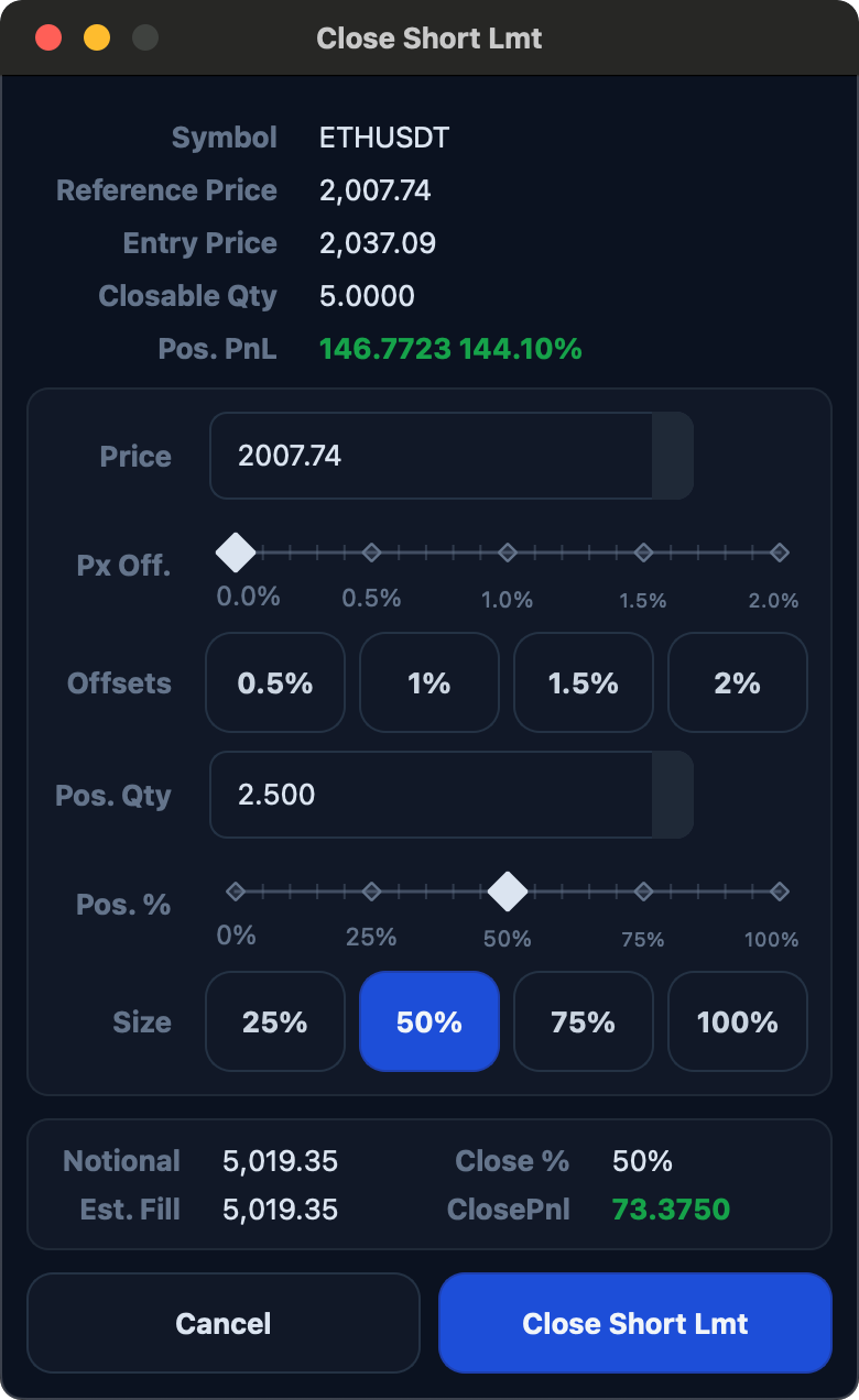 Close short limit