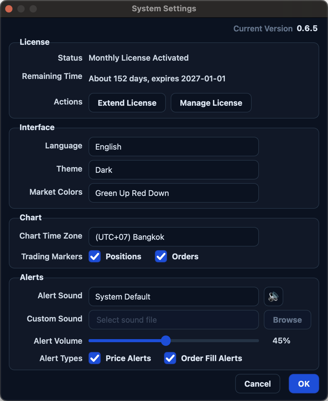 System settings and themes